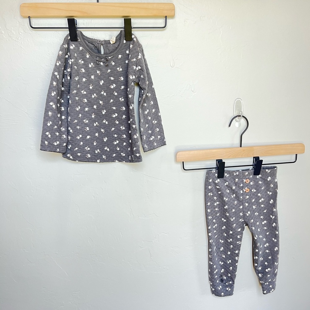 Quincy Mae Baby Girl 12-18 mo Pointelle Longsleeve Shirt and Pants Set